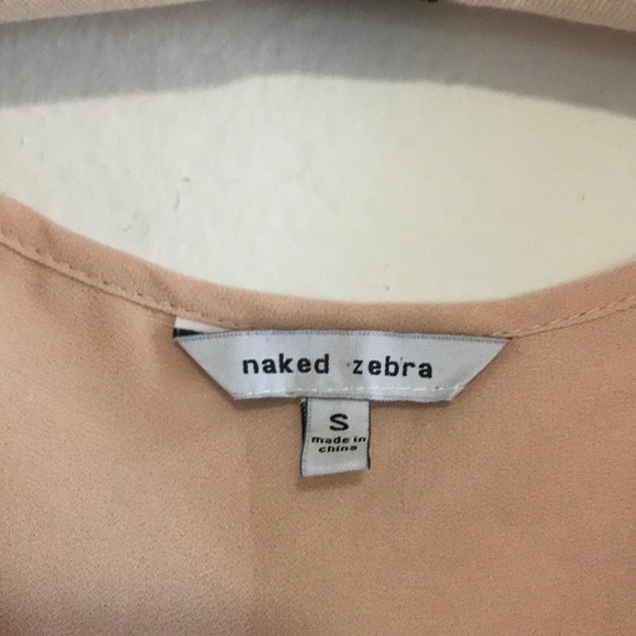 Naked Zebra Blush V-Neck Top w/ Embroidery - Picture 3 of 6